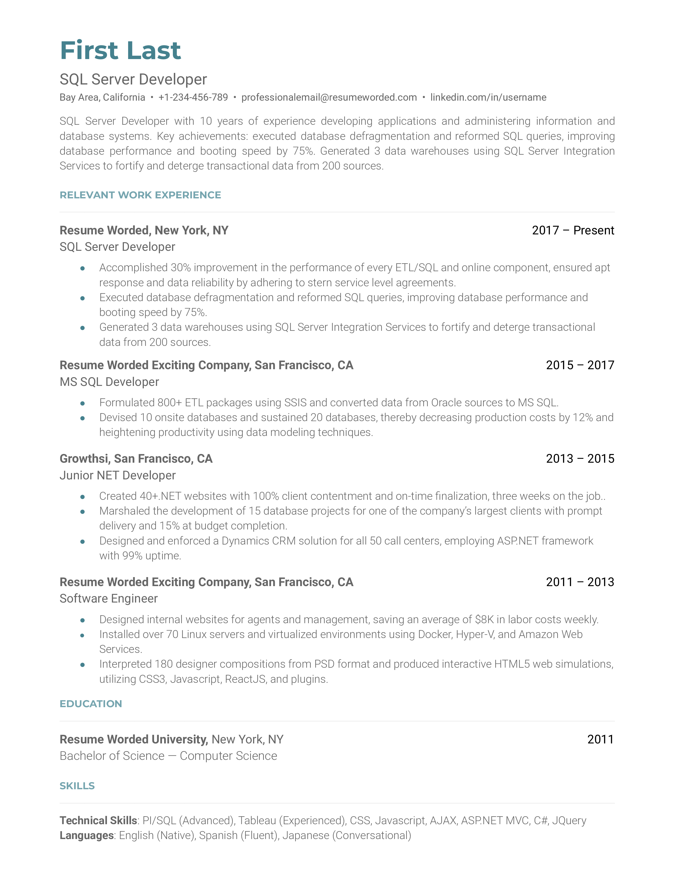 Restaurant Server Resume Templates