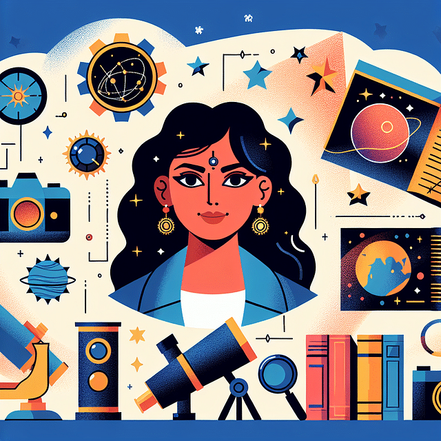 a vibrant portrait of a person with symbols of their hobbies surrounding them