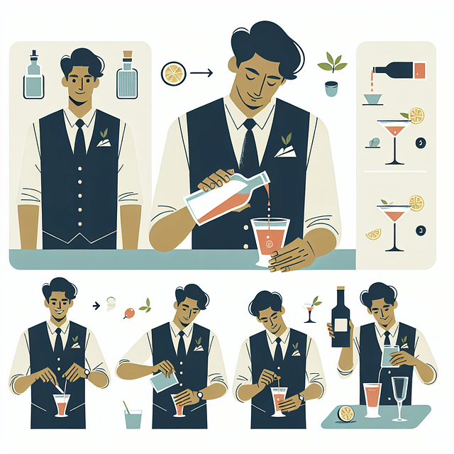 Bartender skillfully mixing drinks