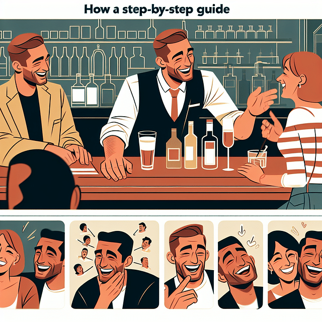 Bartender laughing with customers