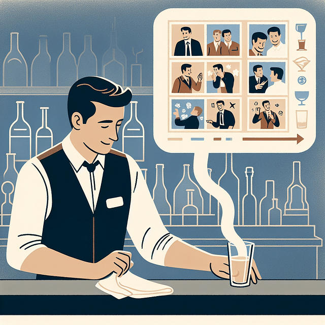 Bartender reflecting on past experiences