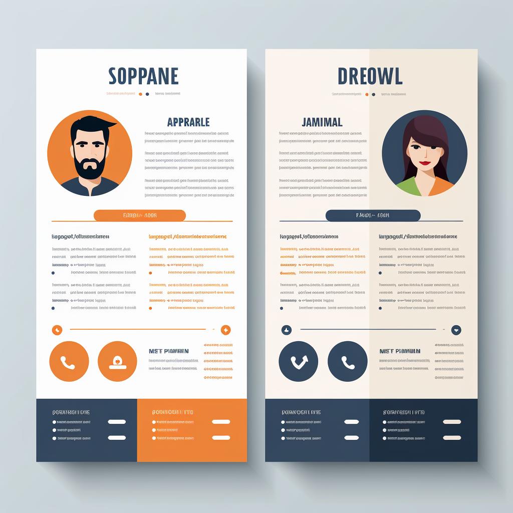 A comparison of a fancy resume and a simple, clean resume
