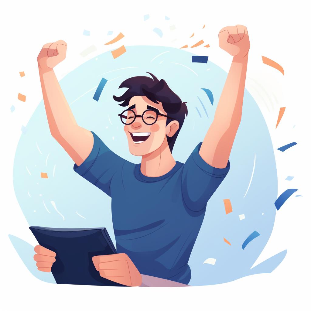 Person celebrating after passing an exam